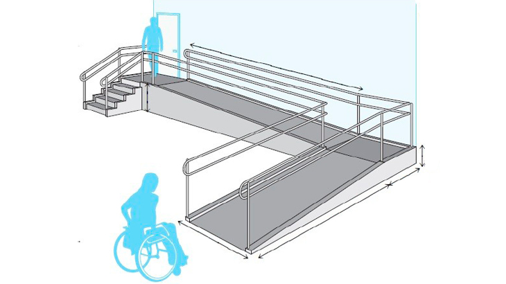 Entenda como projetar a inclinação de uma rampa de acessibilidade corretamente