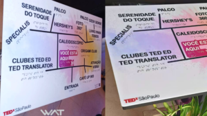 Mapas Táteis da WAT no TEDx – Traduzindo “Ideias que Merecem Ser Espalhadas” em Acessibilidade